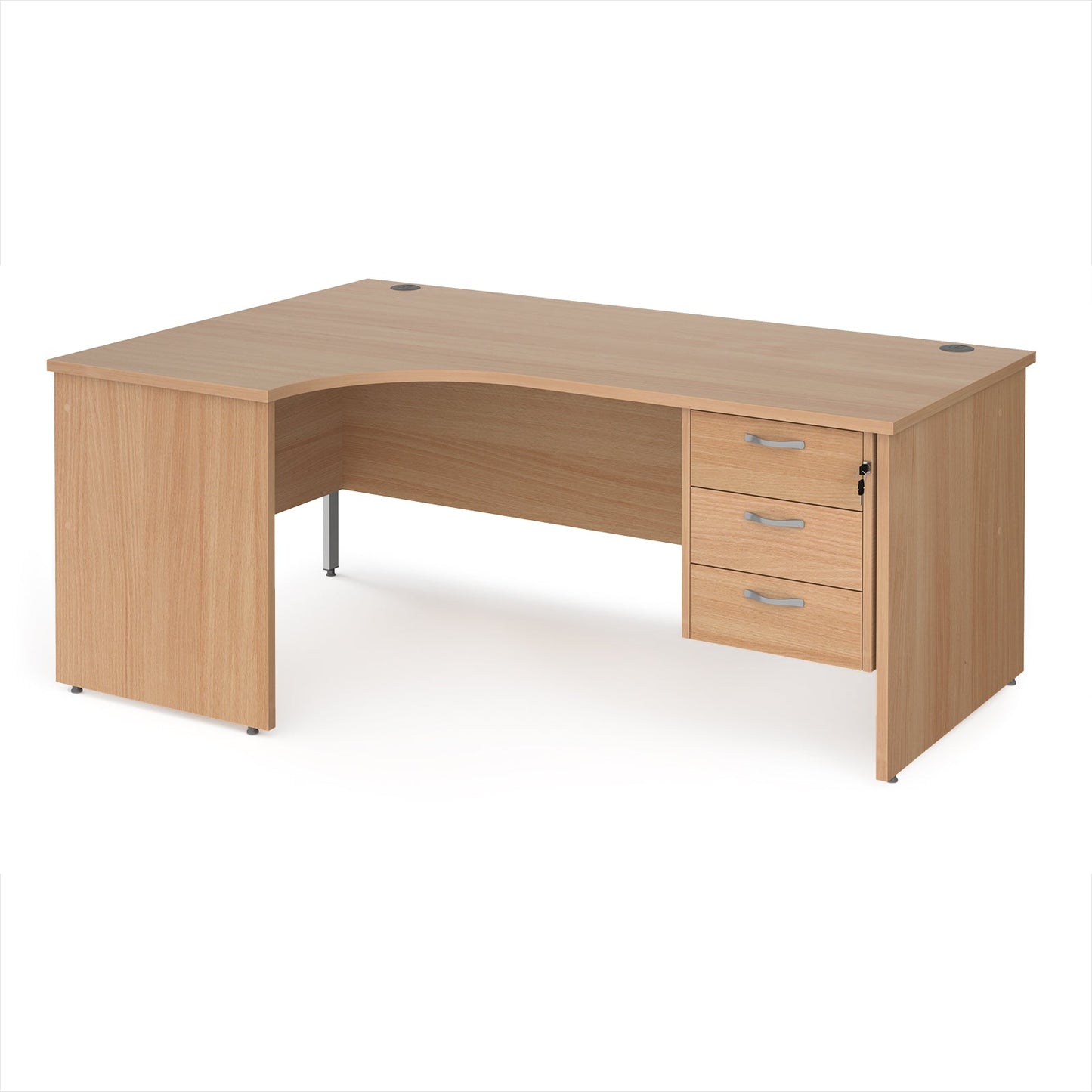 Maestro 25 panel end left hand ergonomic desk with 3 drawer ped