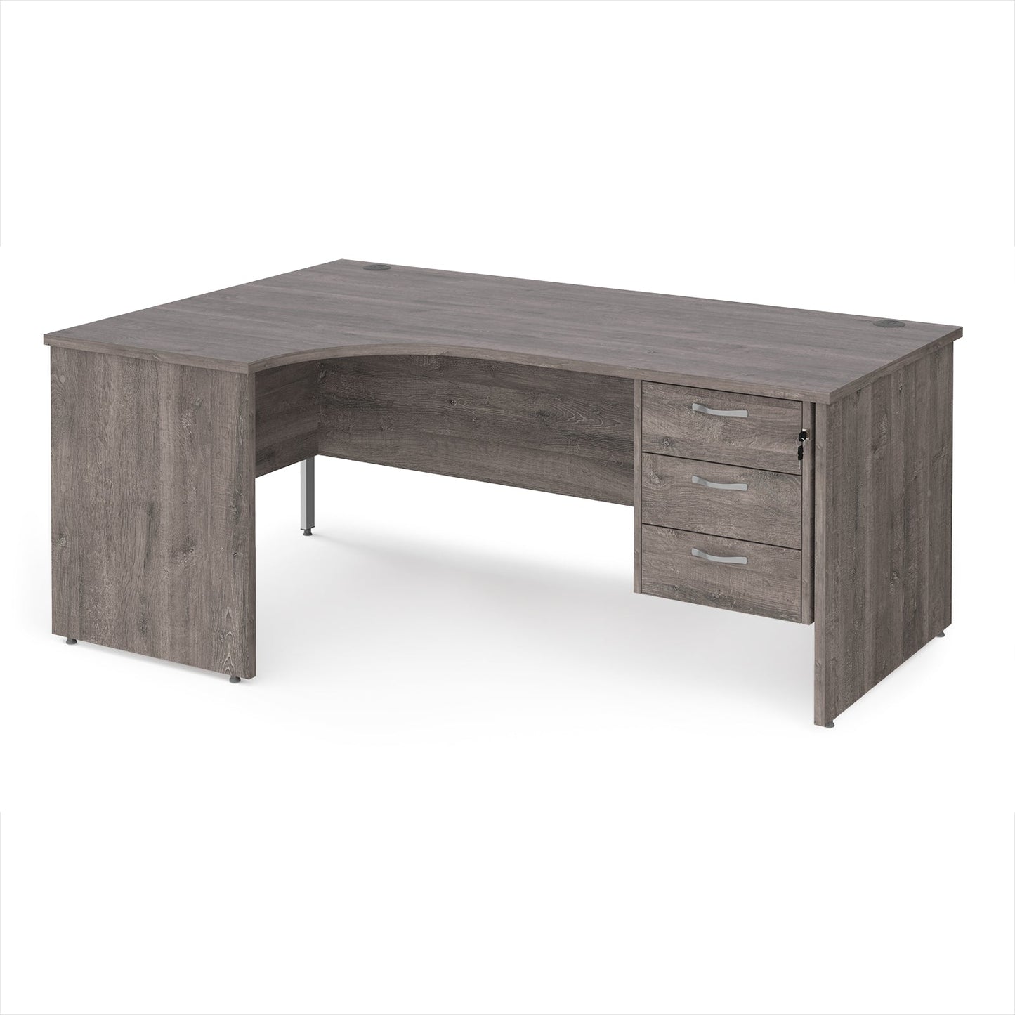 Maestro 25 panel end left hand ergonomic desk with 3 drawer ped