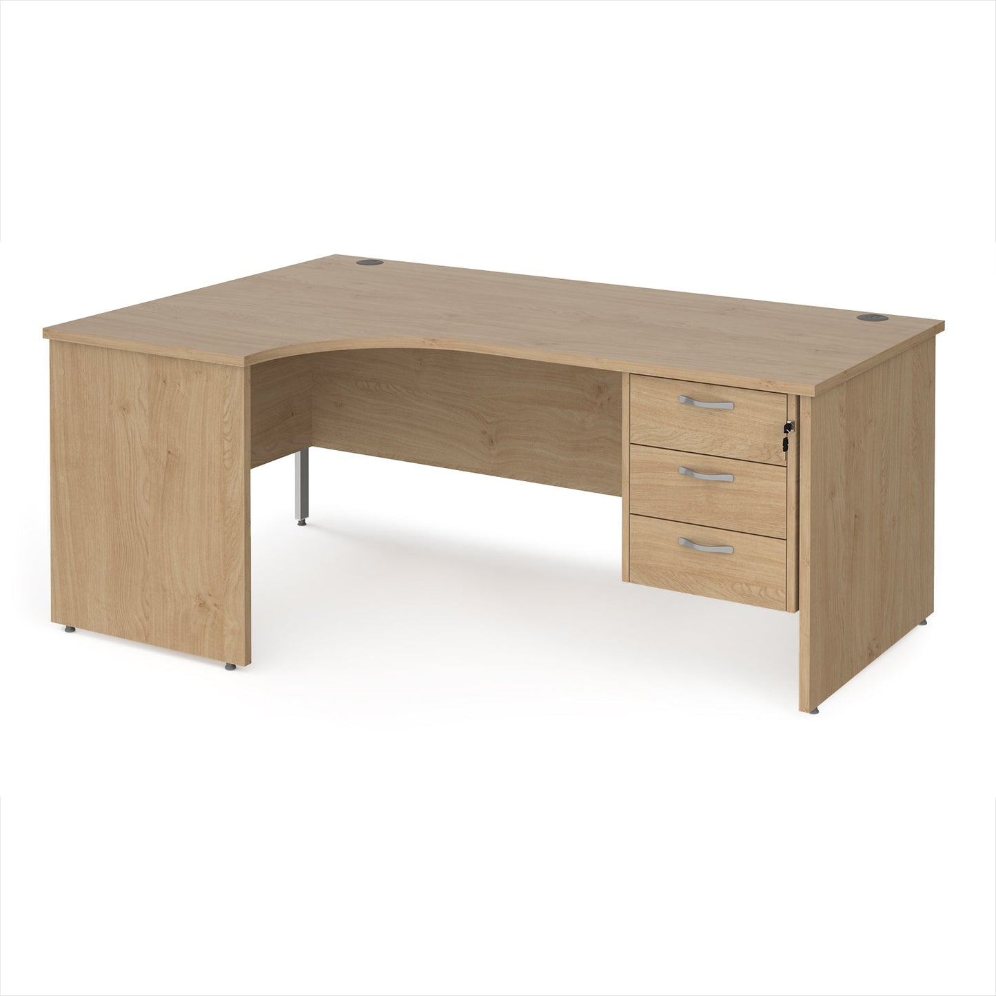Maestro 25 panel end left hand ergonomic desk with 3 drawer ped