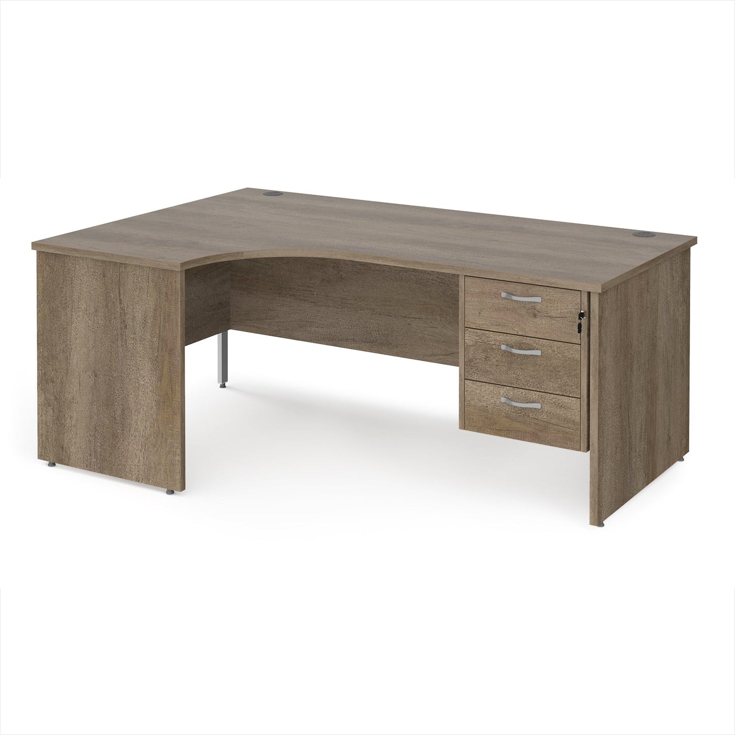 Maestro 25 panel end left hand ergonomic desk with 3 drawer ped