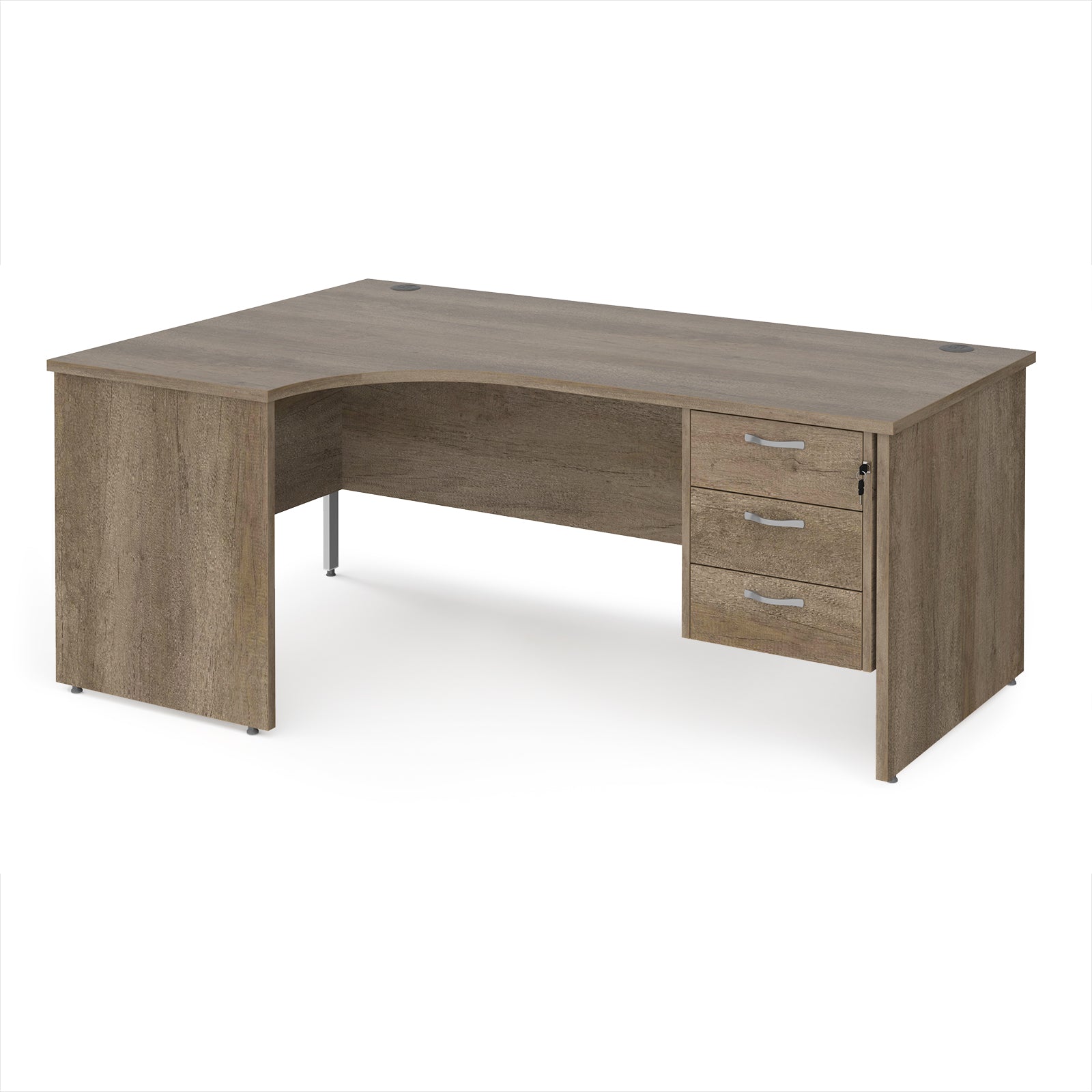 Maestro 25 panel end left hand ergonomic desk with 3 drawer ped