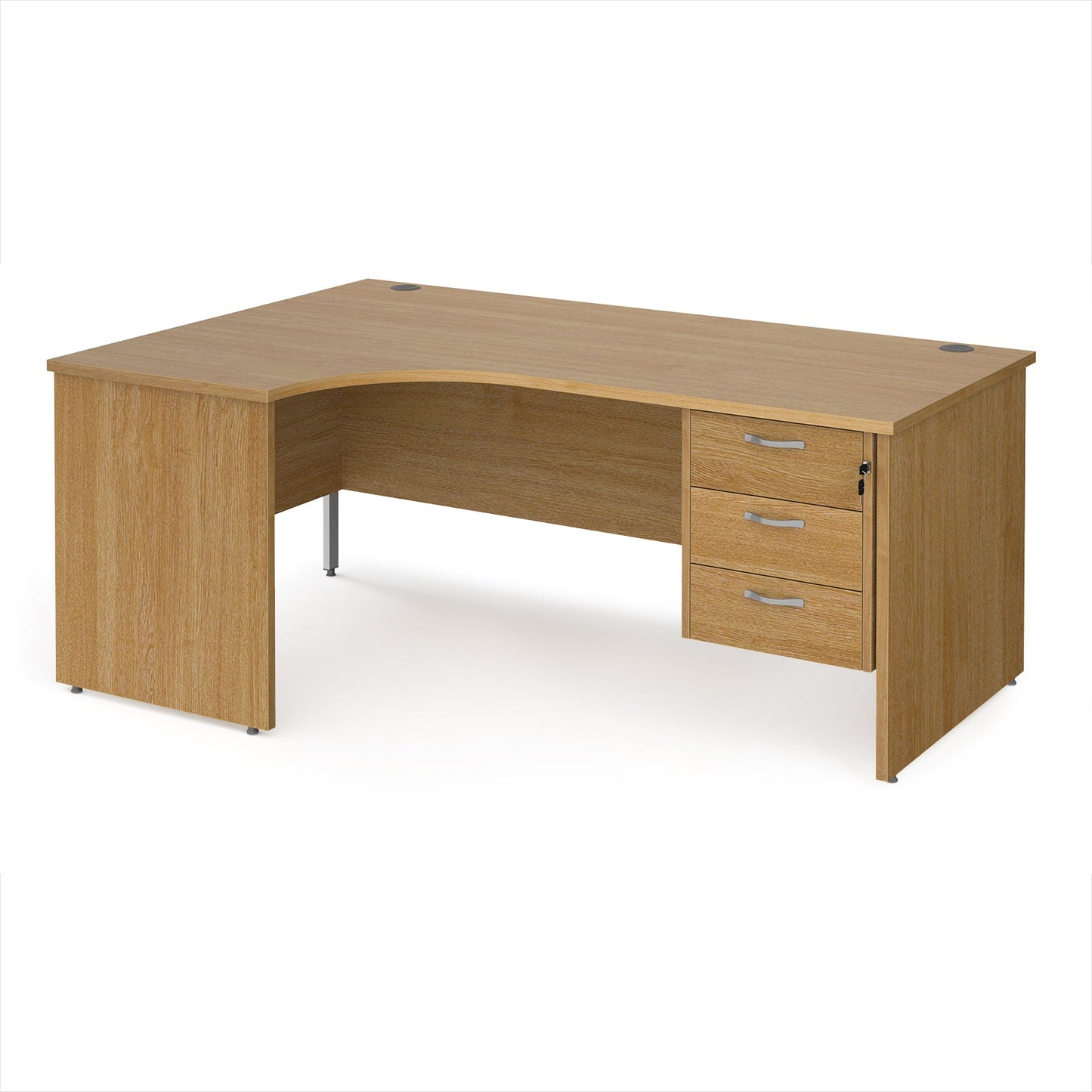 Maestro 25 panel end left hand ergonomic desk with 3 drawer ped