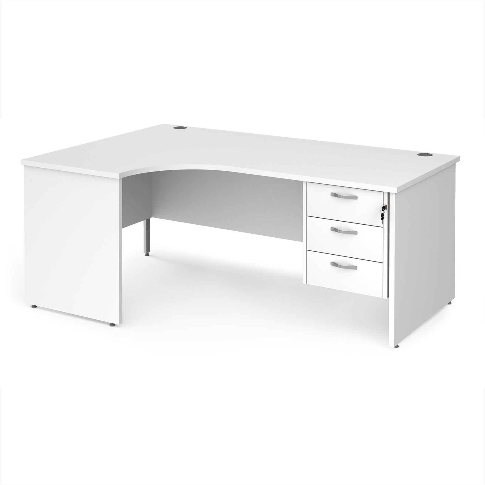 Maestro 25 panel end left hand ergonomic desk with 3 drawer ped