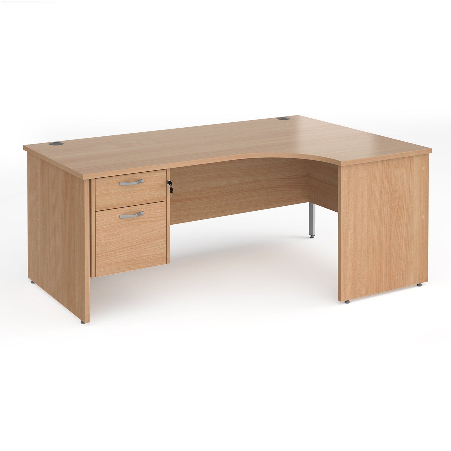 Maestro 25 panel end right hand ergonomic desk with 2 drawer ped