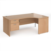 Maestro 25 panel end right hand ergonomic desk with 2 drawer ped