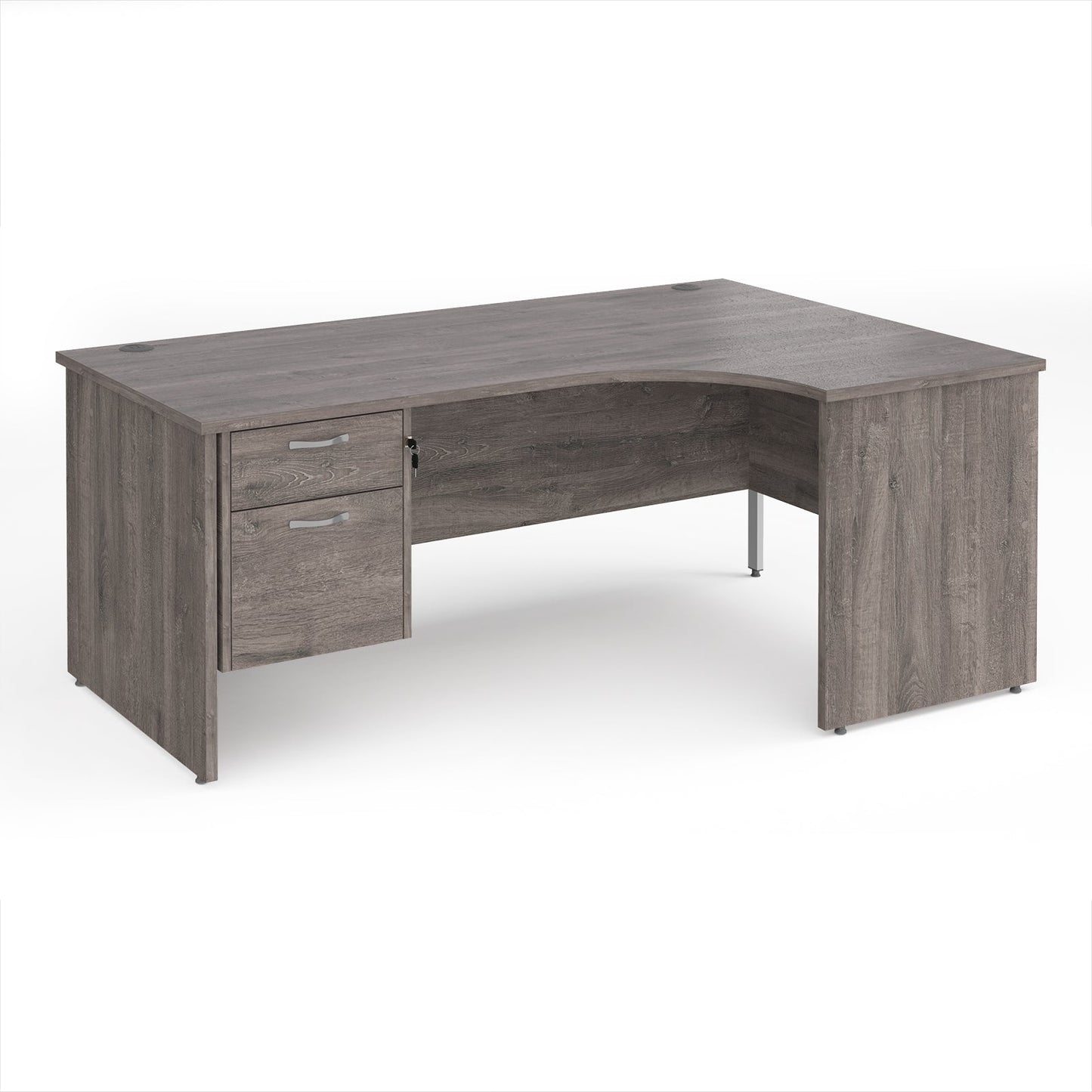 Maestro 25 panel end right hand ergonomic desk with 2 drawer ped