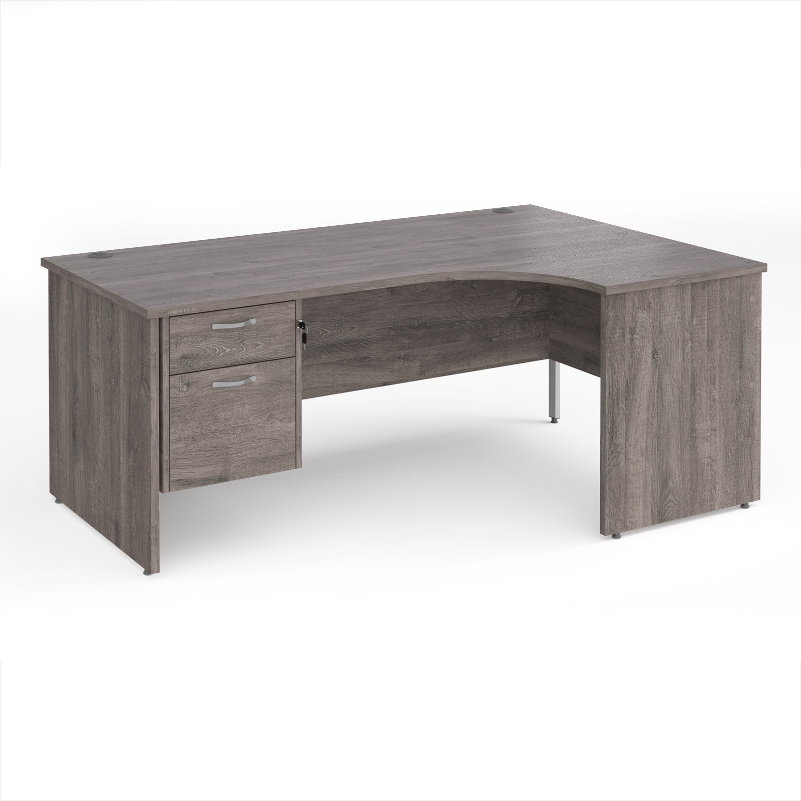 Maestro 25 panel end right hand ergonomic desk with 2 drawer ped