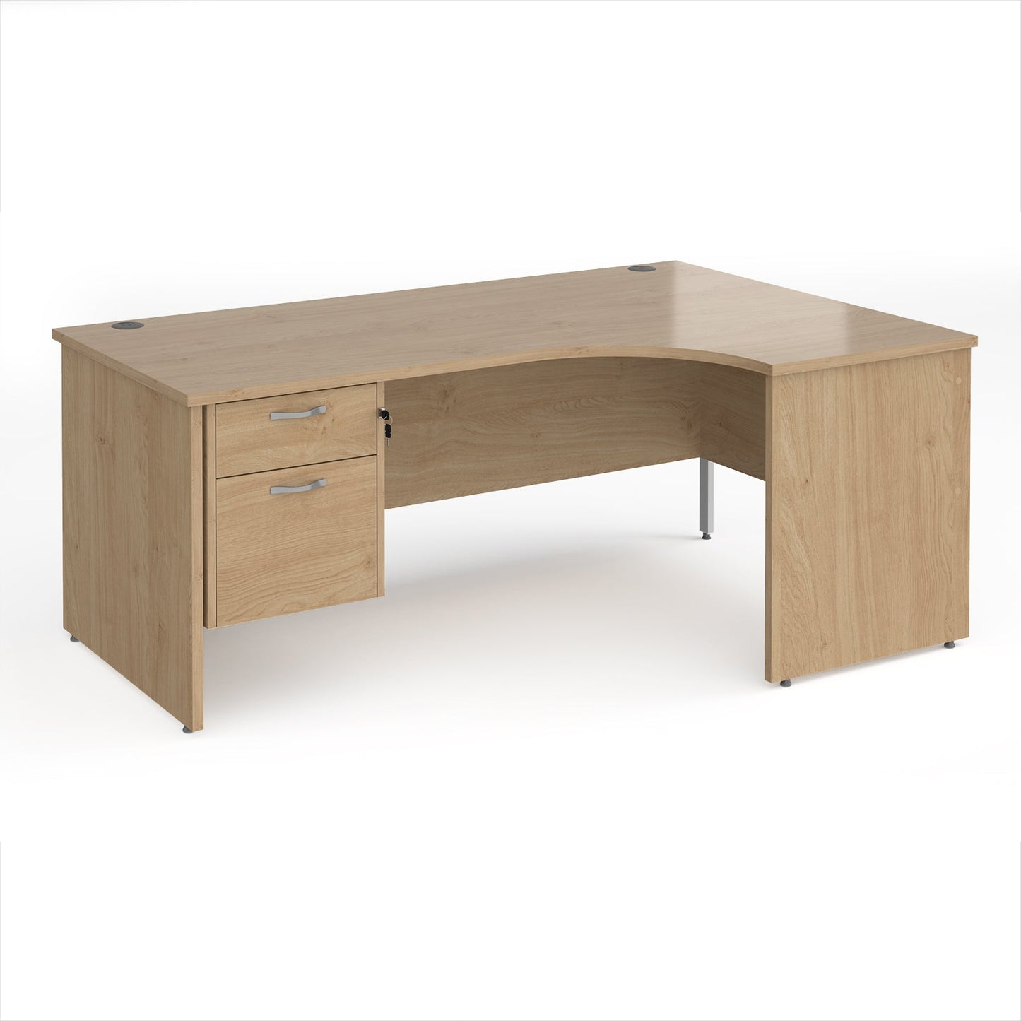 Maestro 25 panel end right hand ergonomic desk with 2 drawer ped