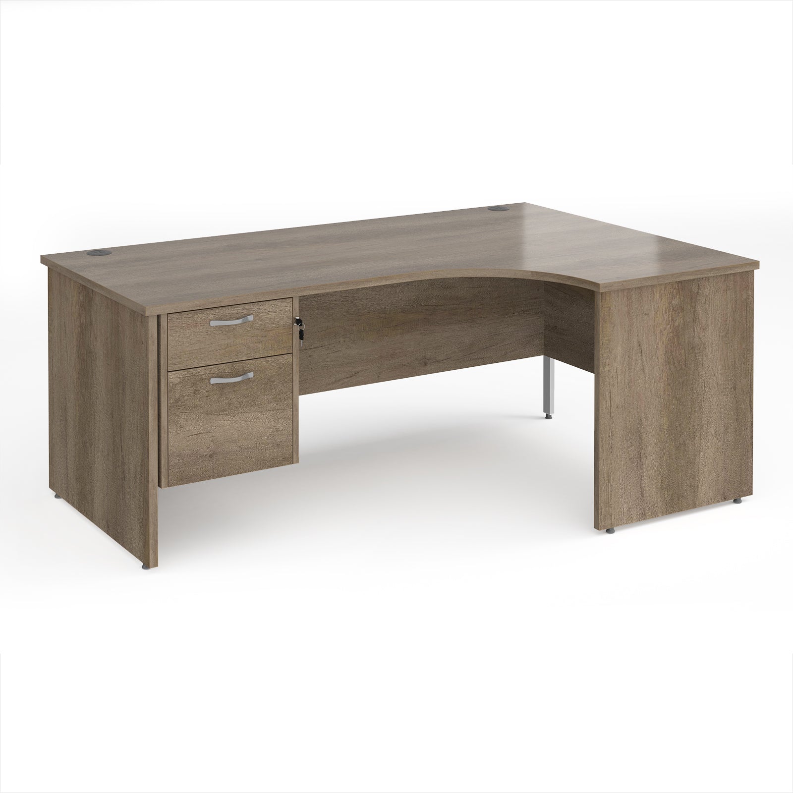 Maestro 25 panel end right hand ergonomic desk with 2 drawer ped