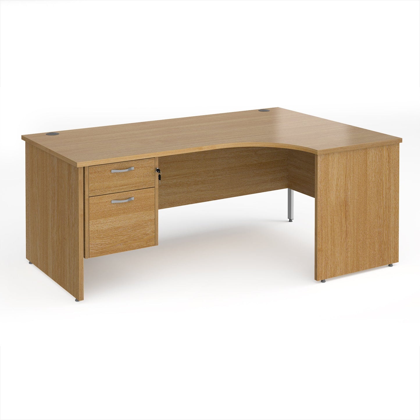 Maestro 25 panel end right hand ergonomic desk with 2 drawer ped