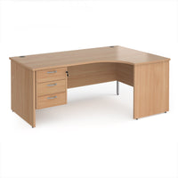 Maestro 25 panel end right hand ergonomic desk with 3 drawer ped