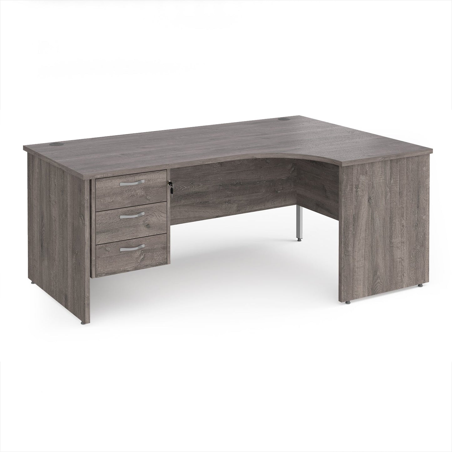 Maestro 25 panel end right hand ergonomic desk with 3 drawer ped