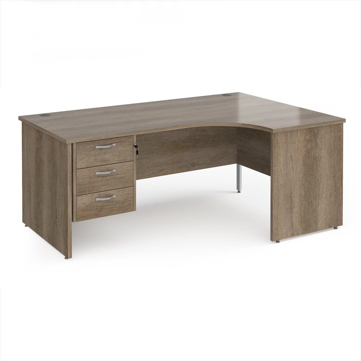 Maestro 25 panel end right hand ergonomic desk with 3 drawer ped