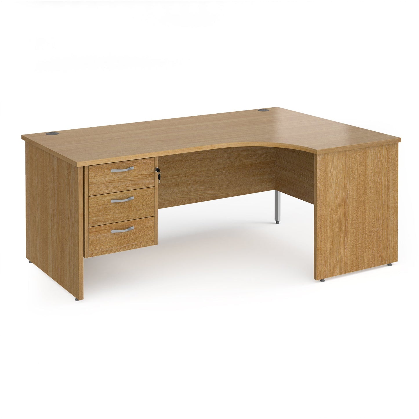 Maestro 25 panel end right hand ergonomic desk with 3 drawer ped