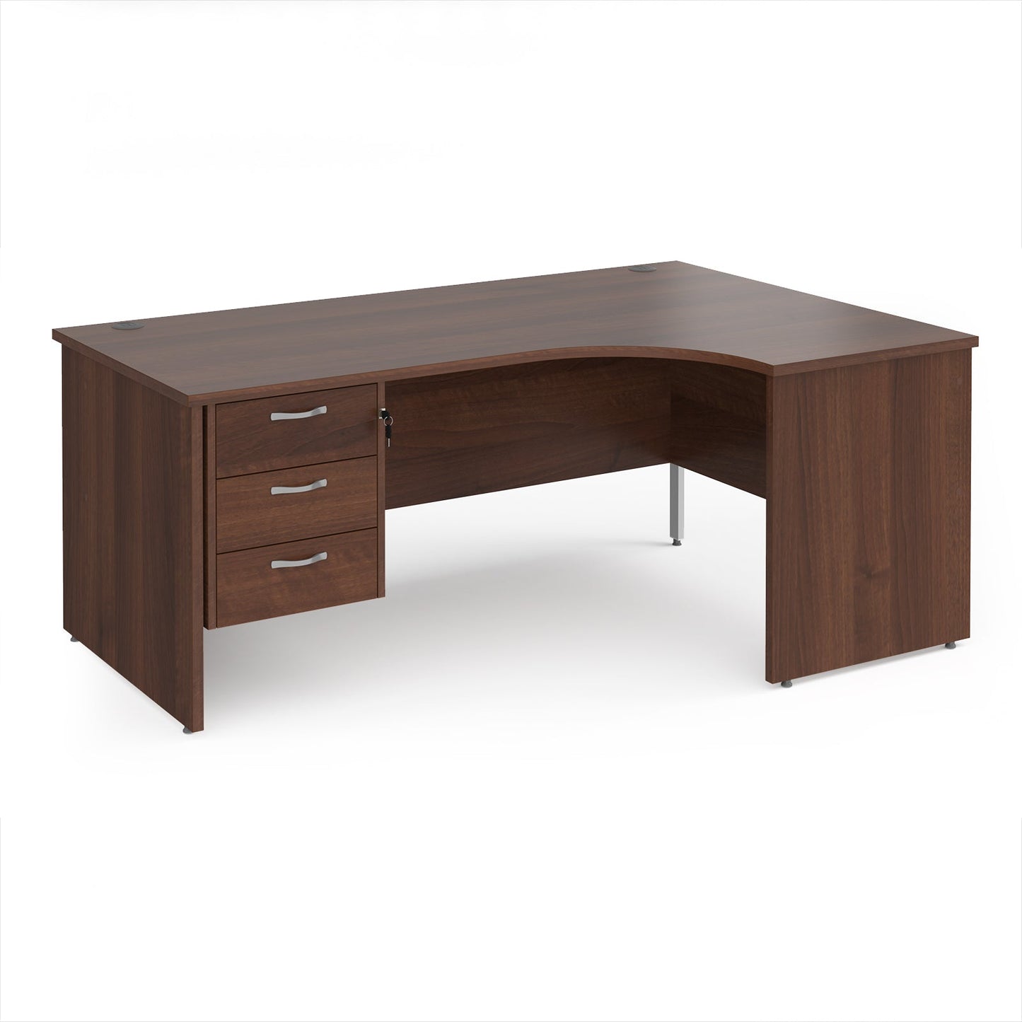 Maestro 25 panel end right hand ergonomic desk with 3 drawer ped