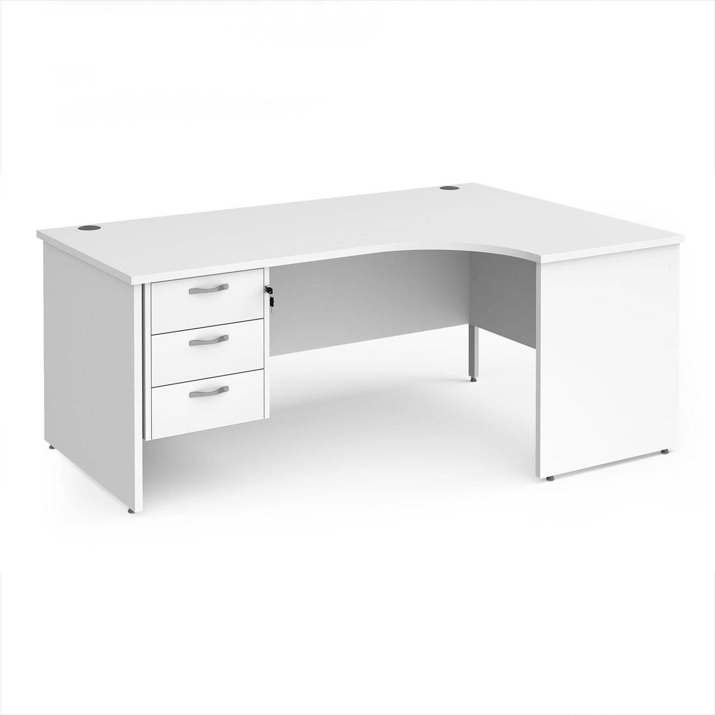 Maestro 25 panel end right hand ergonomic desk with 3 drawer ped