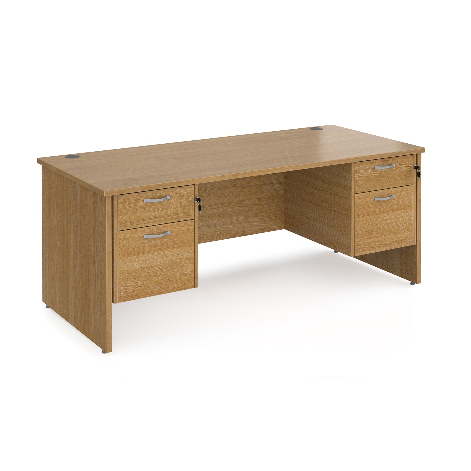 Maestro 25 panel end 800mm deep desk with 2 x 2 drawer peds