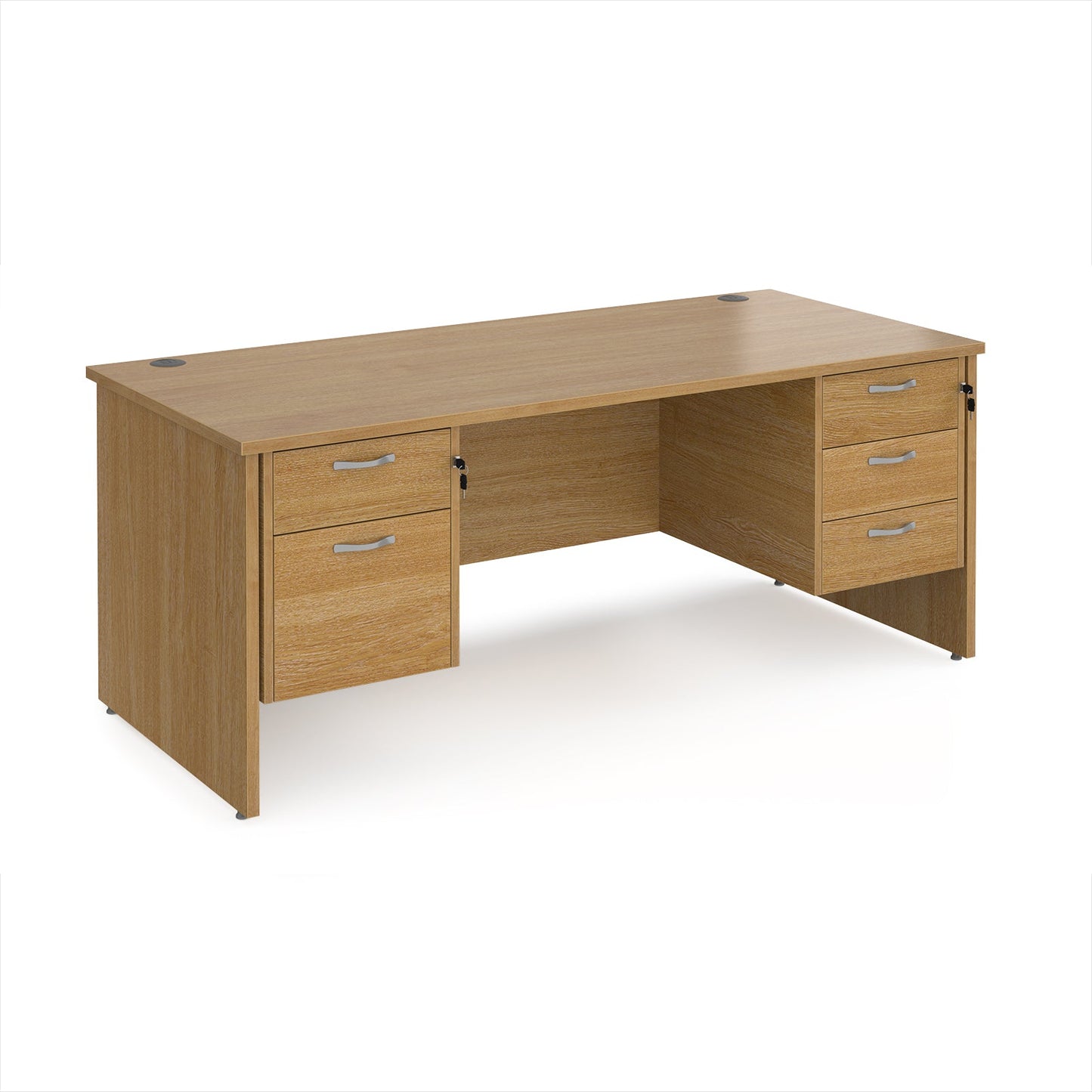 Maestro 25 panel end 800mm deep desk with 2 & 3 drawer peds