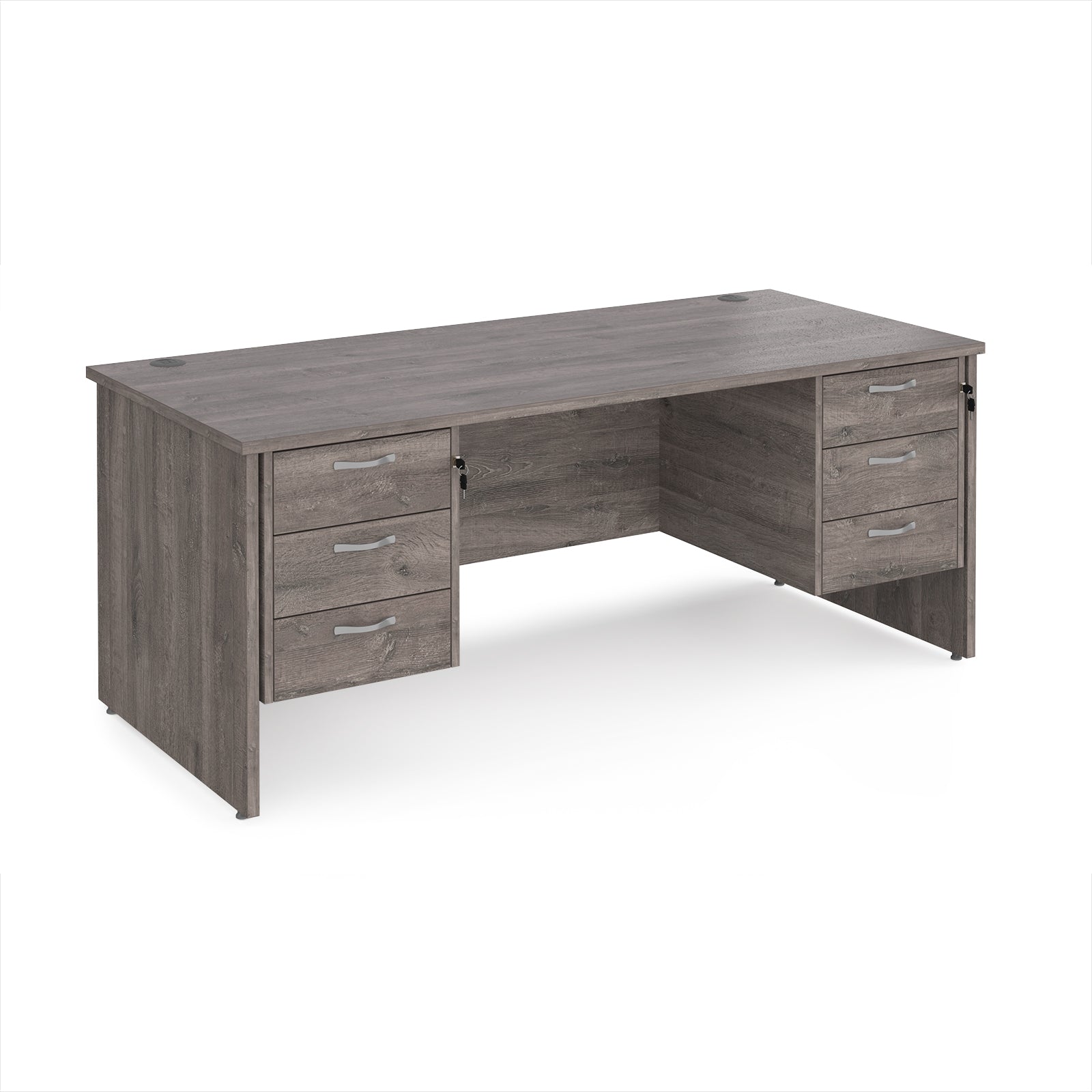 Maestro 25 panel end 800mm deep desk with 2 x 3 drawer peds
