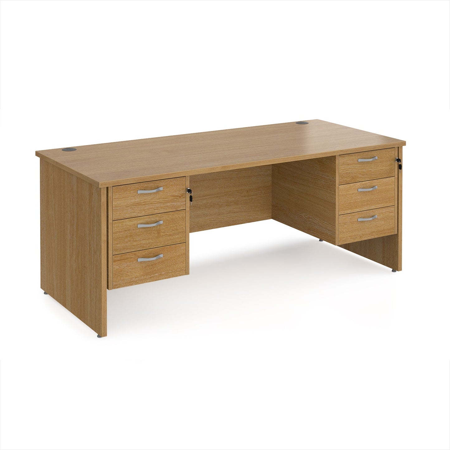 Maestro 25 panel end 800mm deep desk with 2 x 3 drawer peds