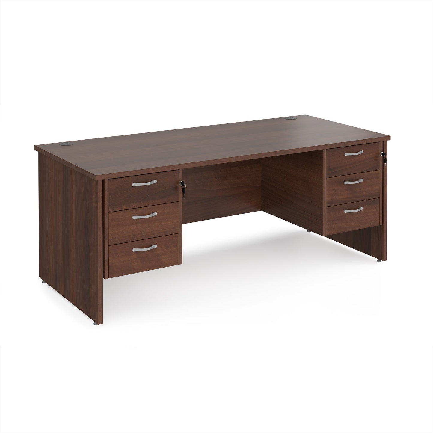 Maestro 25 panel end 800mm deep desk with 2 x 3 drawer peds