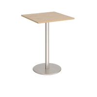Monza square poseur table with flat round base