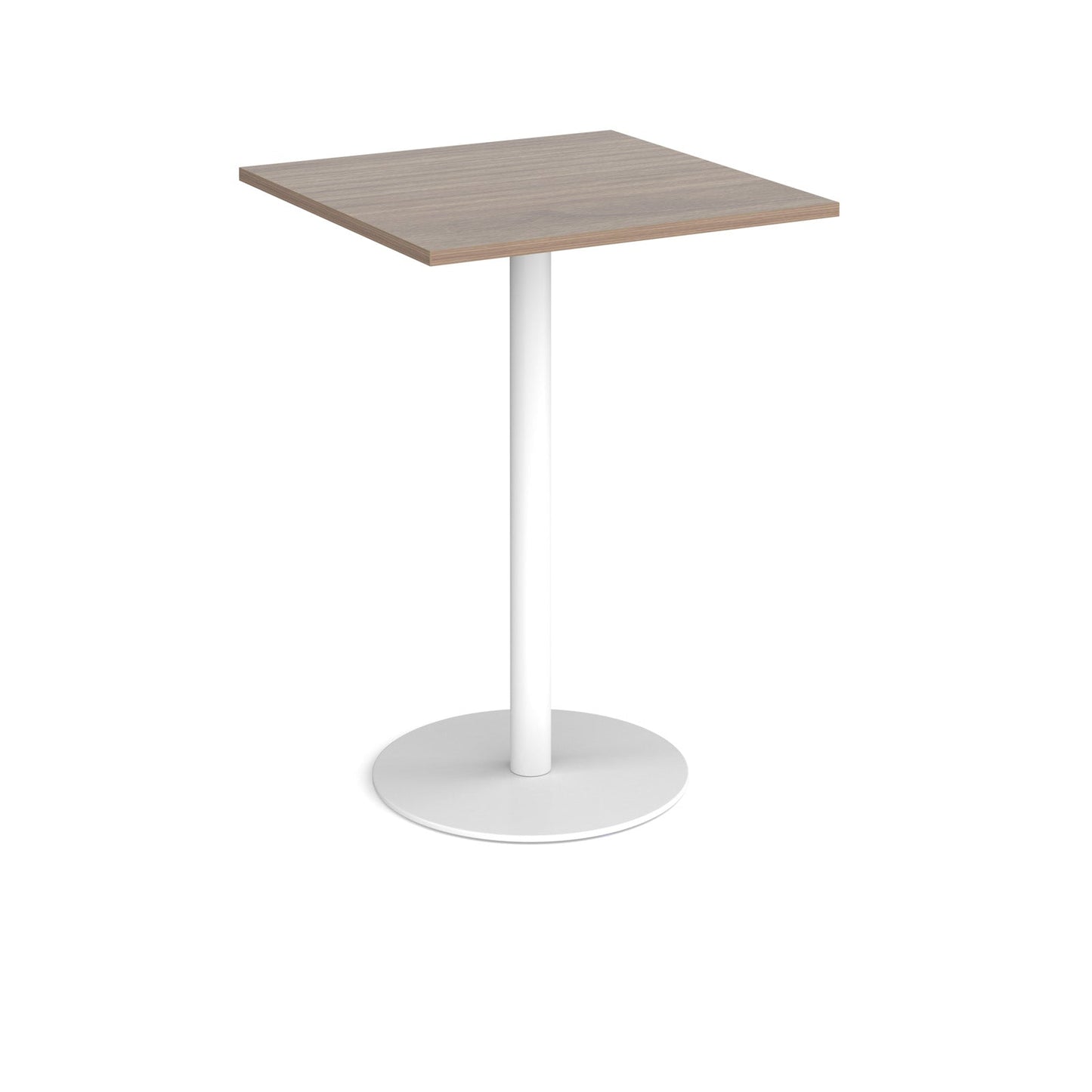 Monza square poseur table with flat round base