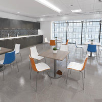 Pisa square dining table with round base