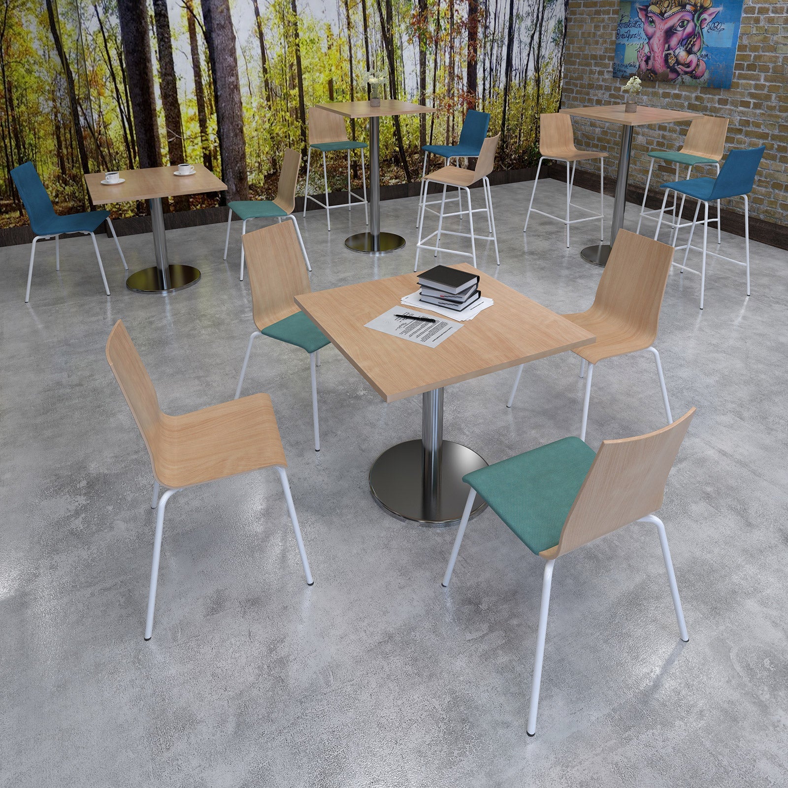 Pisa rectangular dining table with round bases