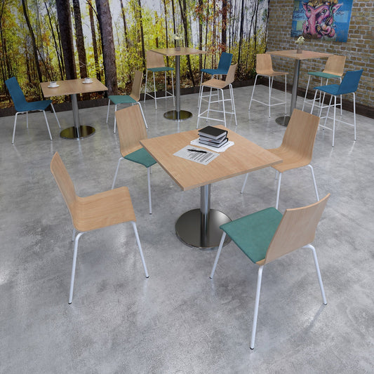 Pisa square dining table with round base