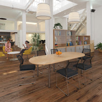 Radial end meeting table with 6 radial legs