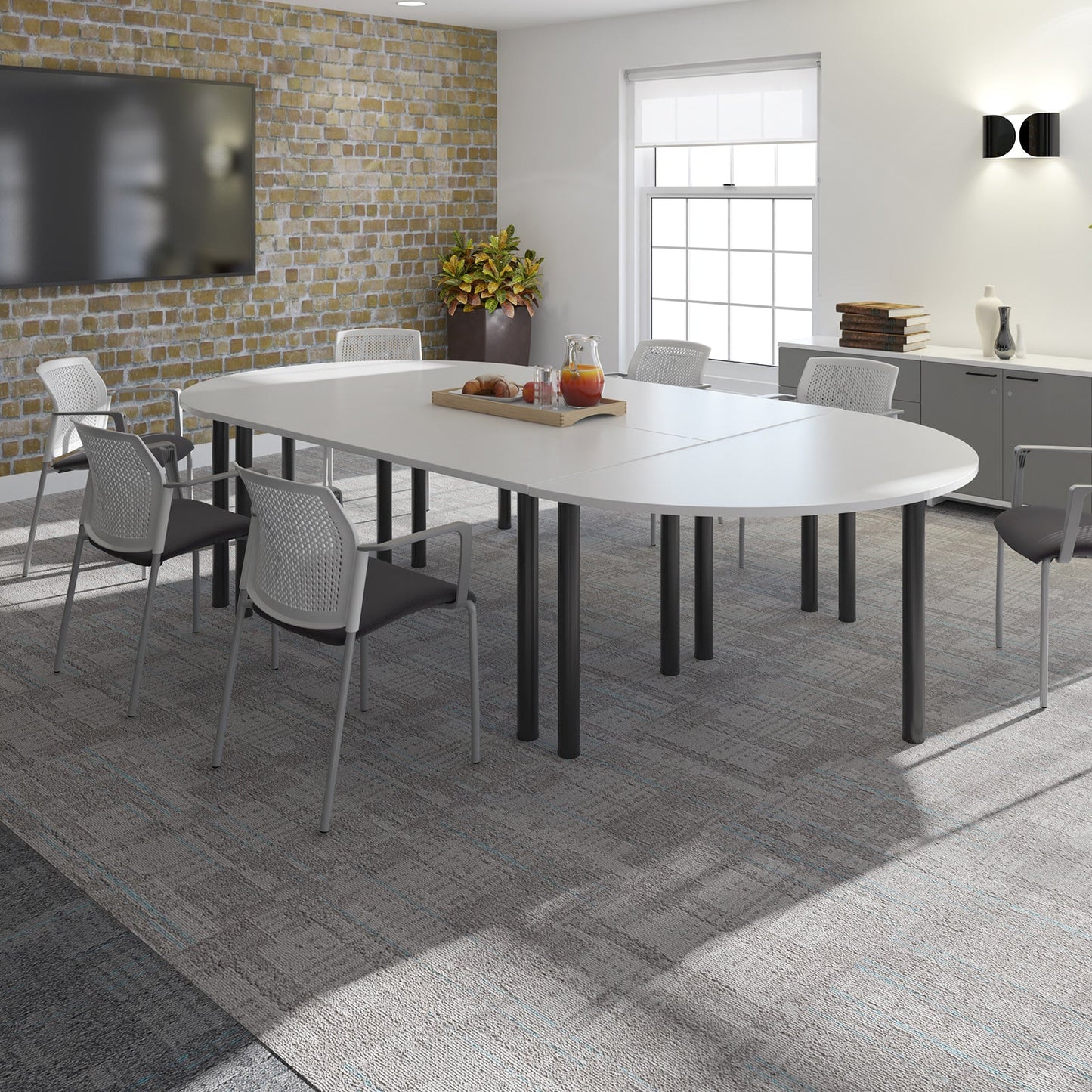 Rectangular radial leg meeting table