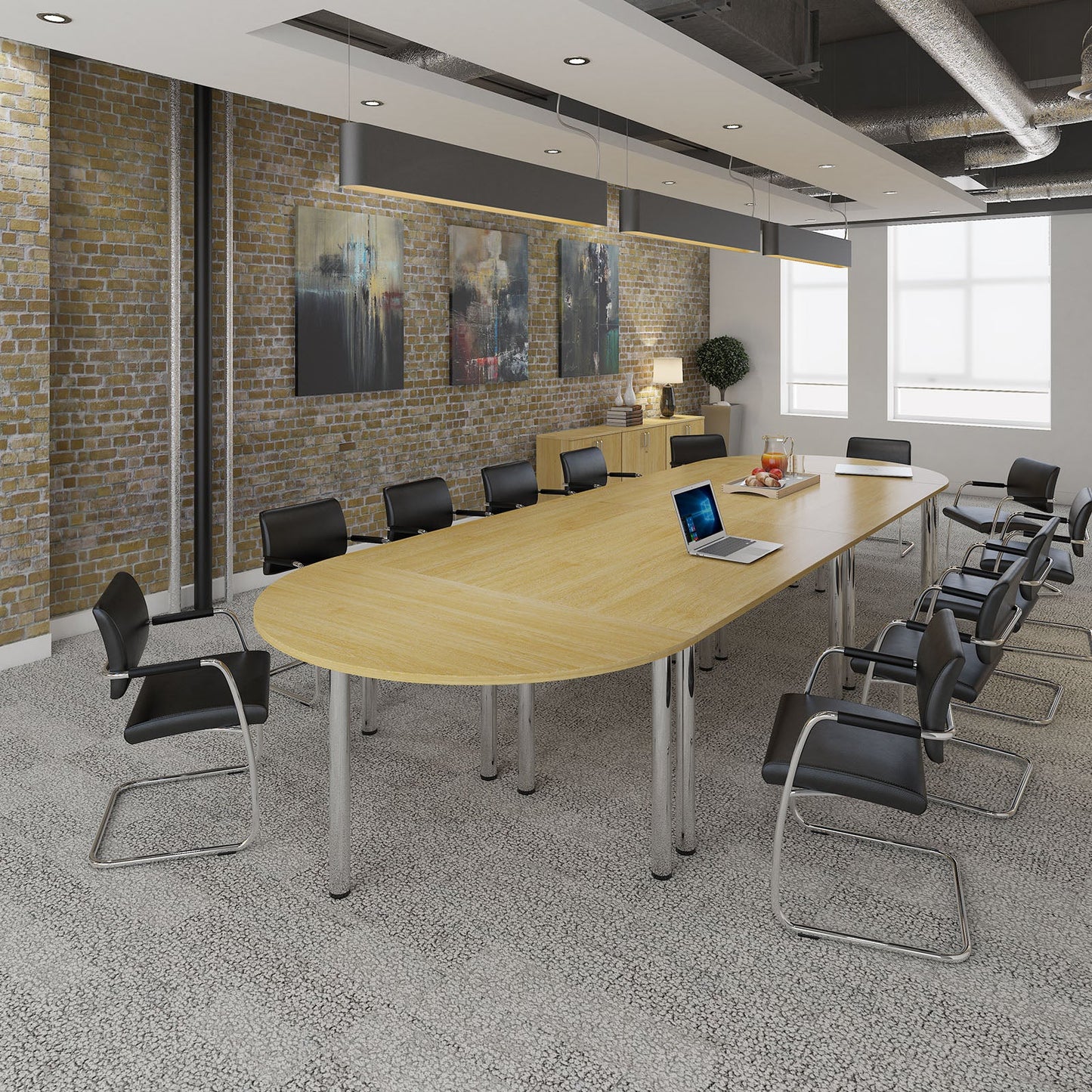 Semi circular radial leg meeting table