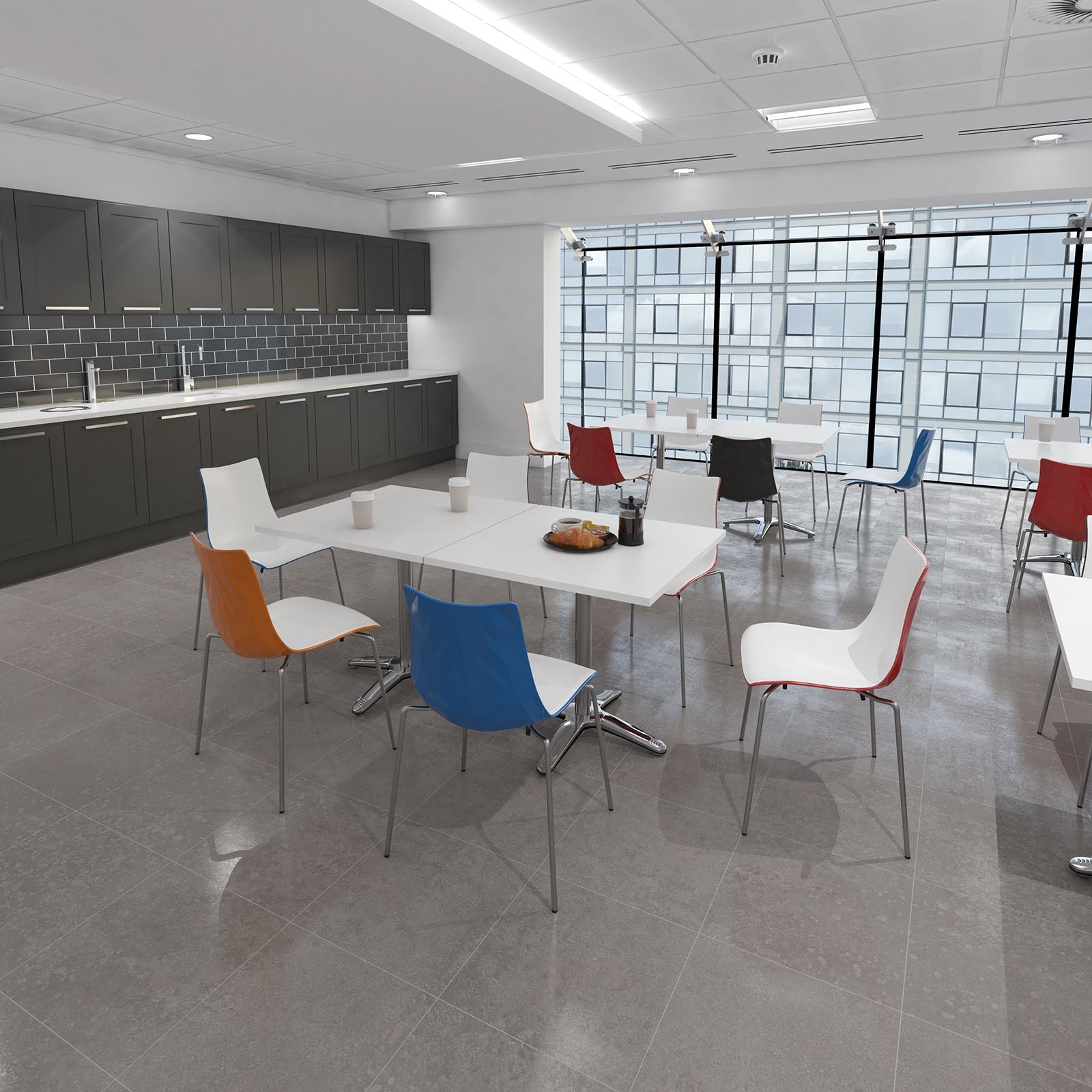 Roma circular dining table with 4 leg base