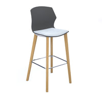 Roscoe high stool with seat pad and wooden legs