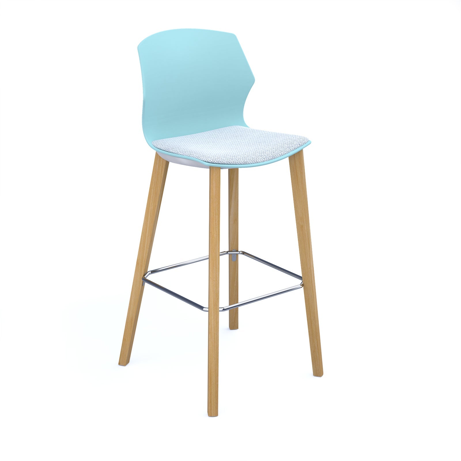 Roscoe high stool with seat pad and wooden legs