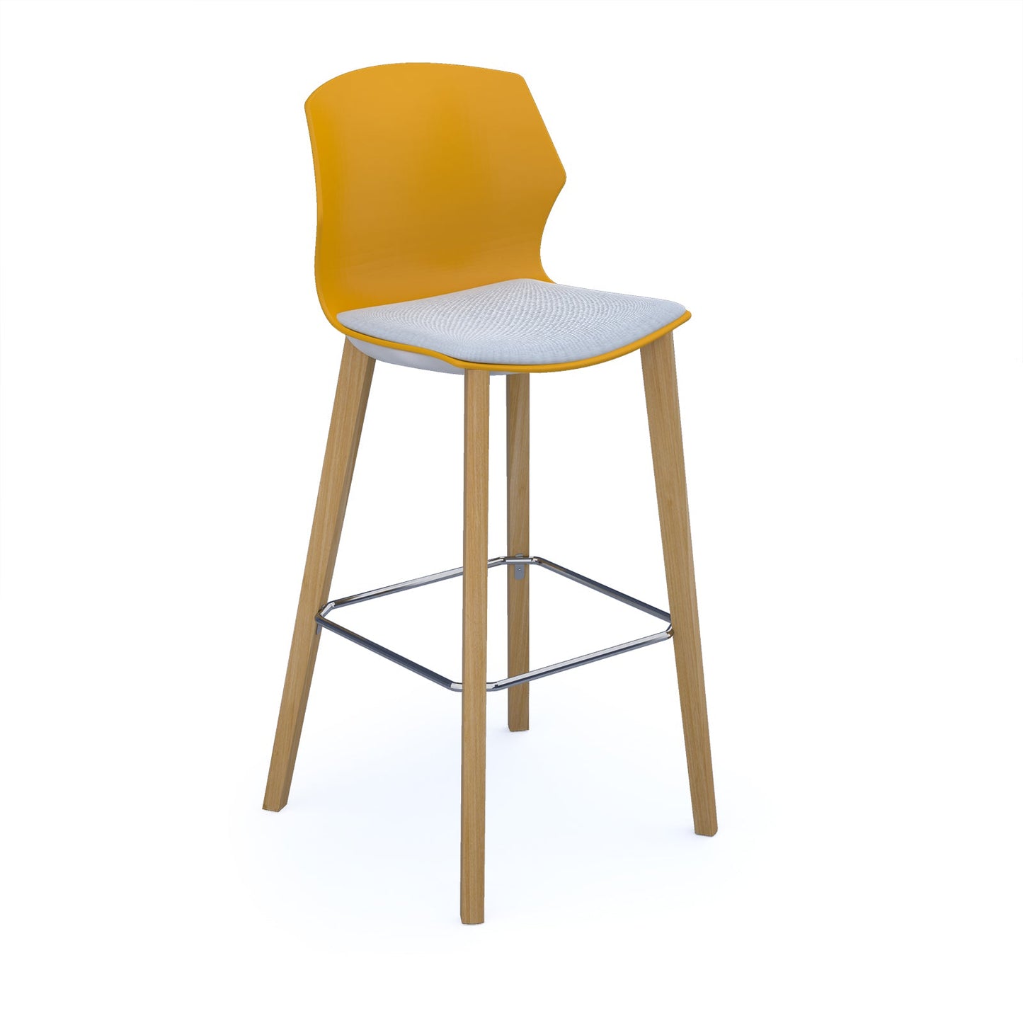 Roscoe high stool with seat pad and wooden legs