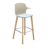Roscoe high stool with seat pad and wooden legs