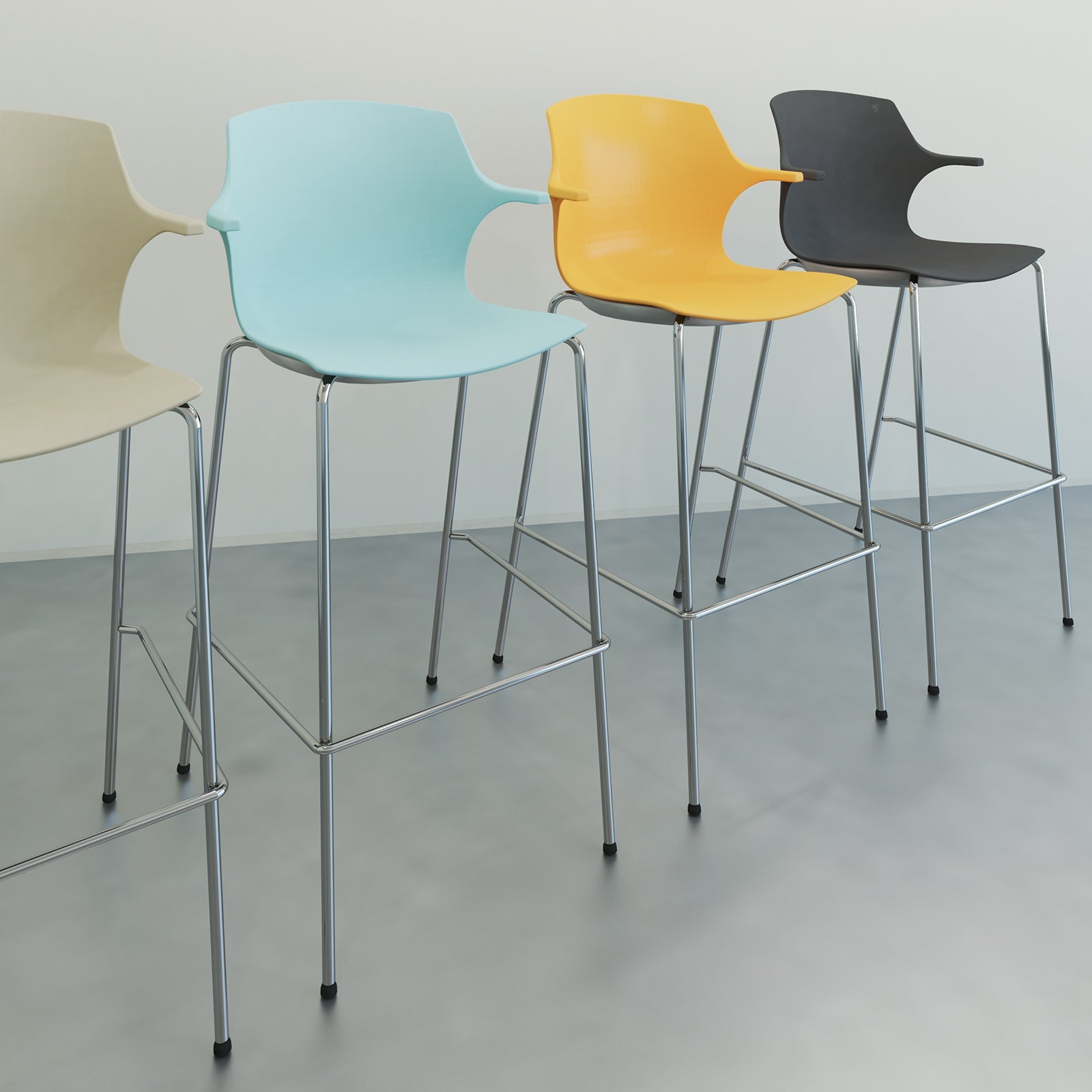 Roscoe high stool with wooden legs