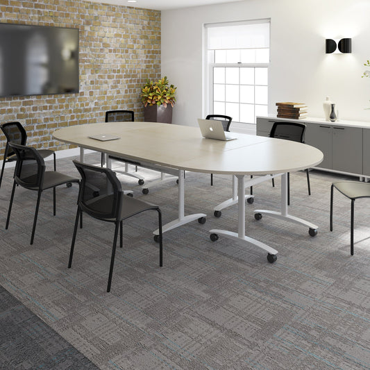Santana cantilever chair with fabric seat and mesh back