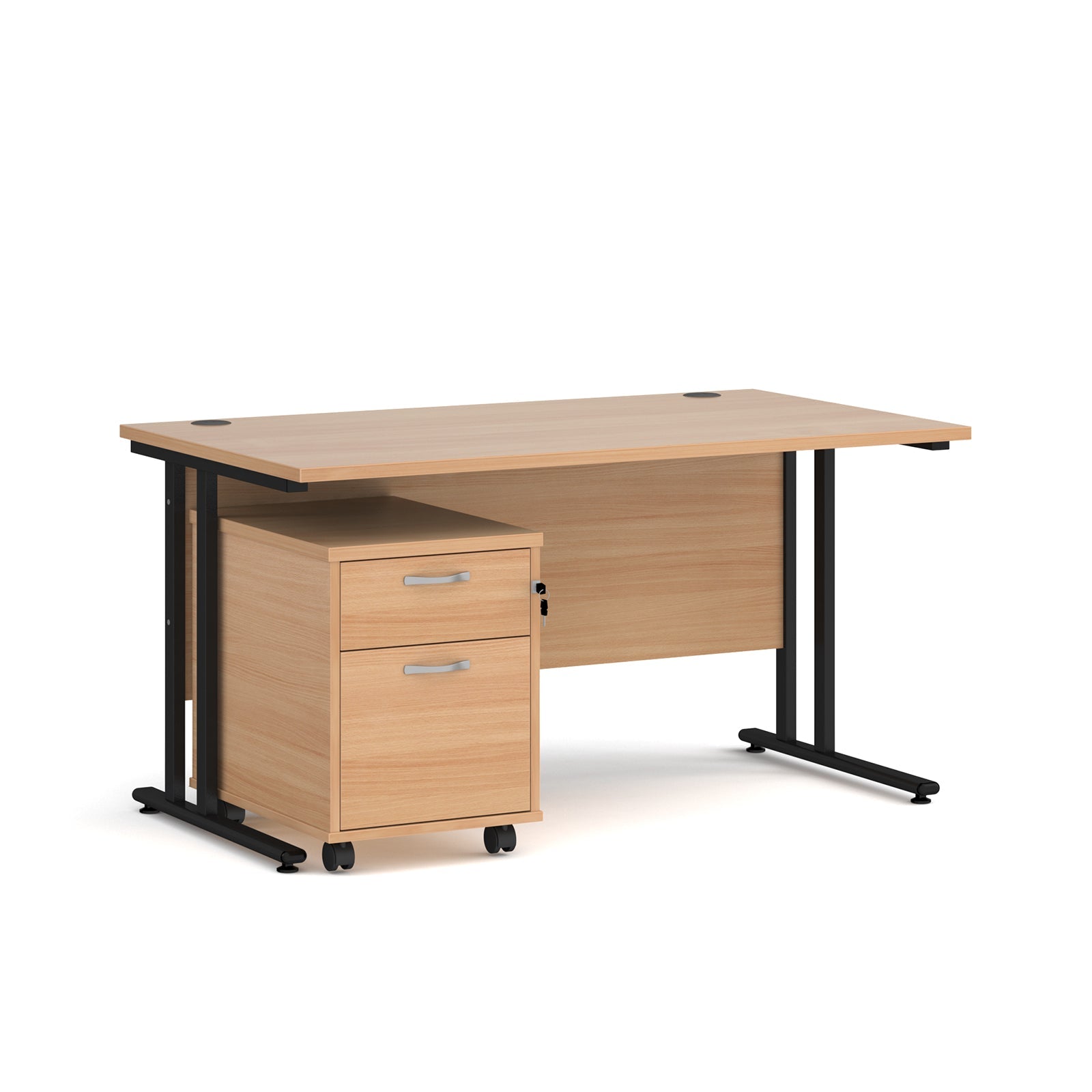 Maestro 25 desk 800mm with 2 drawer pedestal