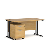 Maestro 25 desk 800mm with 2 drawer pedestal