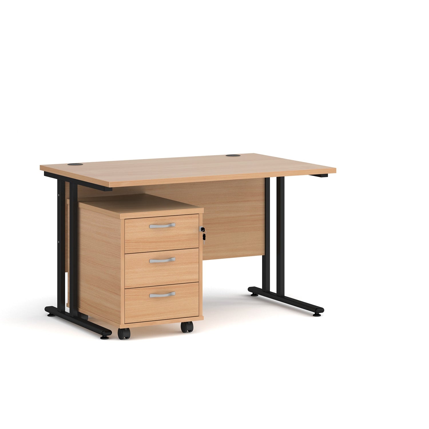 Maestro 25 desk 800mm with 3 drawer pedestal