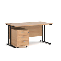 Maestro 25 desk 800mm with 3 drawer pedestal