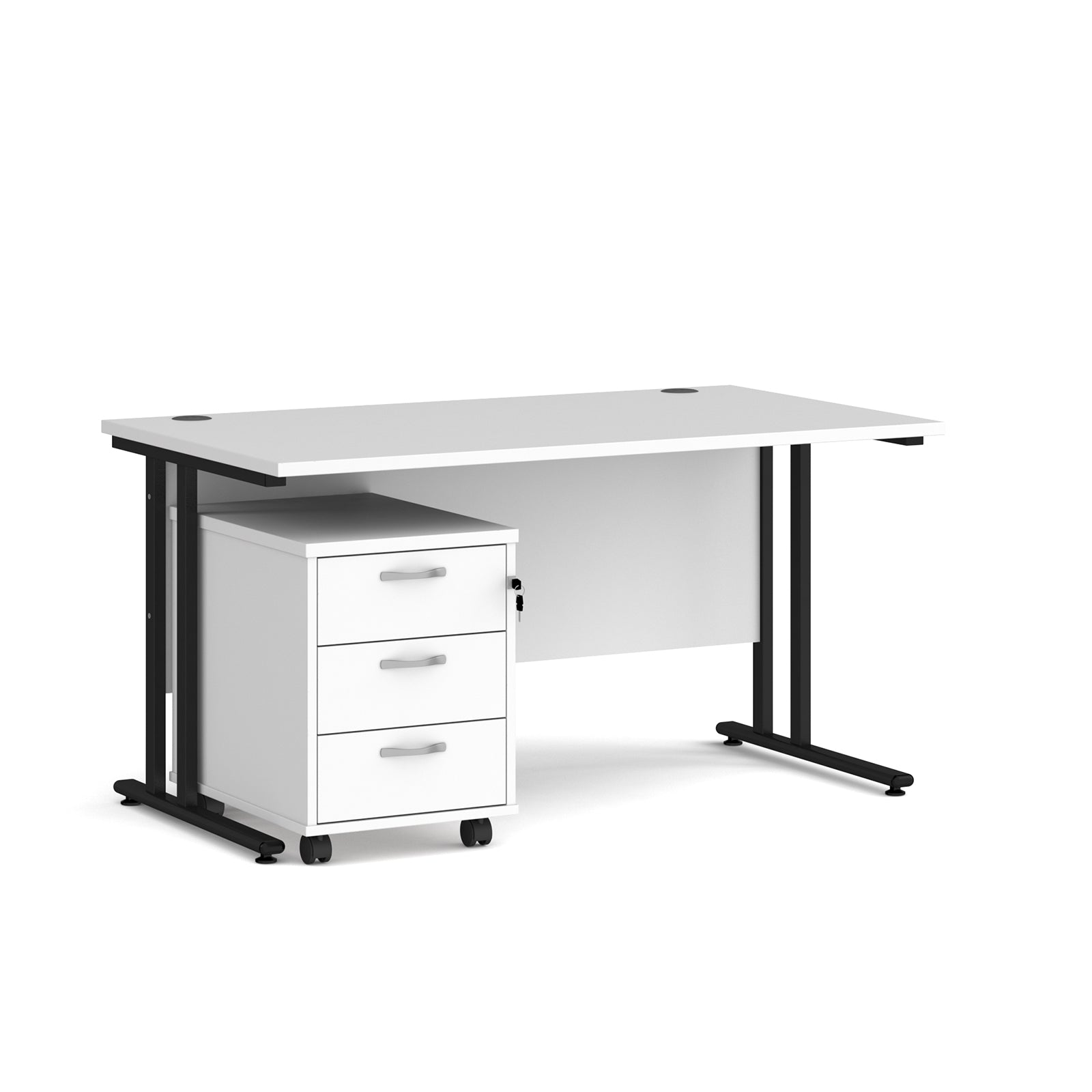 Maestro 25 desk 800mm with 3 drawer pedestal