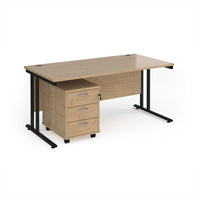 Maestro 25 desk 800mm with 3 drawer pedestal