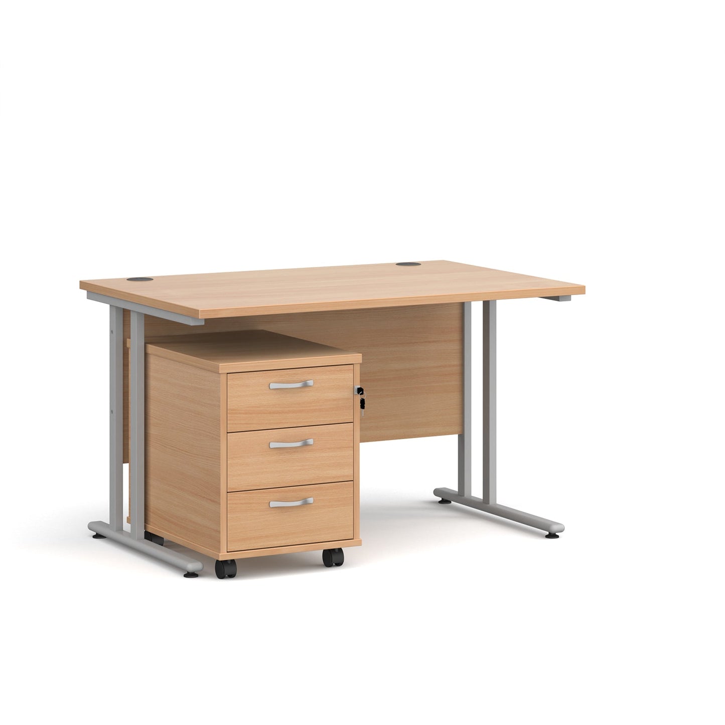 Maestro 25 desk 800mm with 3 drawer pedestal