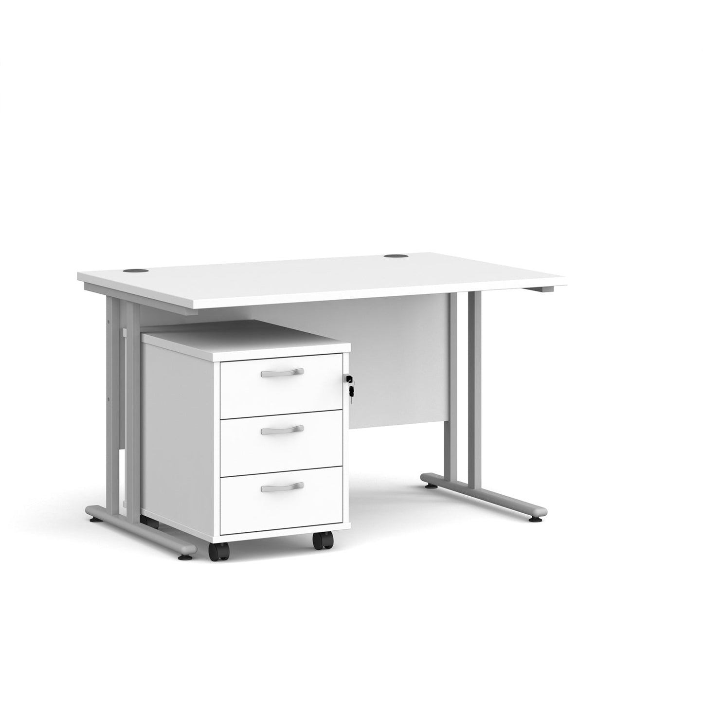 Maestro 25 desk 800mm with 3 drawer pedestal