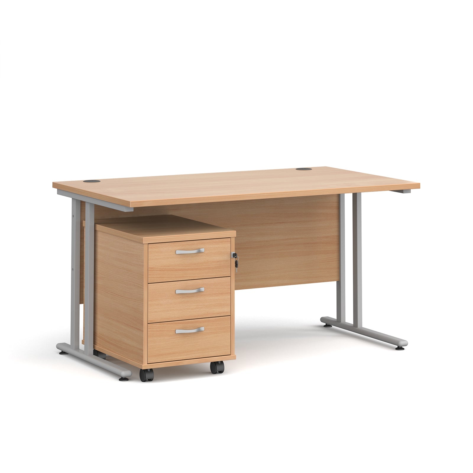 Maestro 25 desk 800mm with 3 drawer pedestal