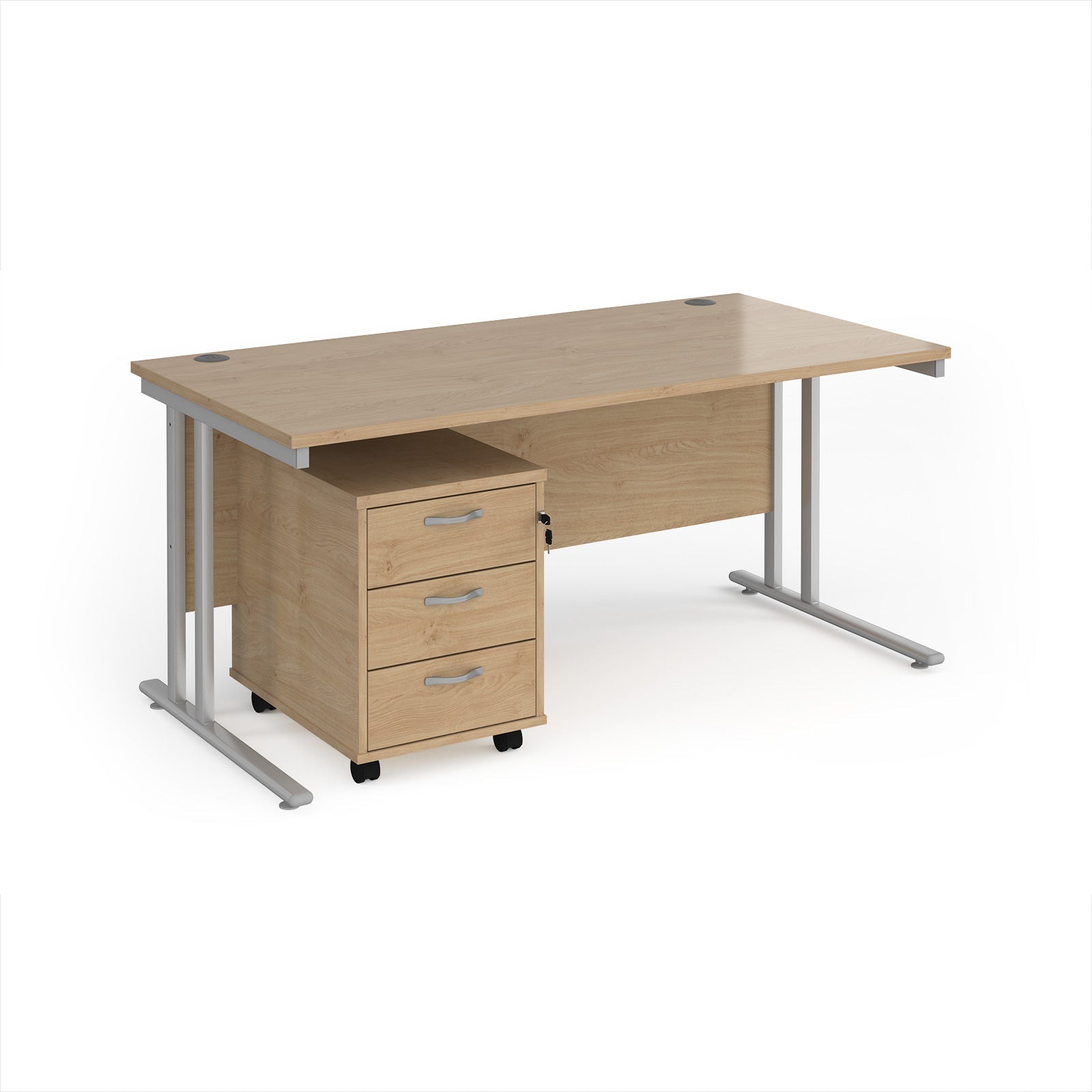 Maestro 25 desk 800mm with 3 drawer pedestal